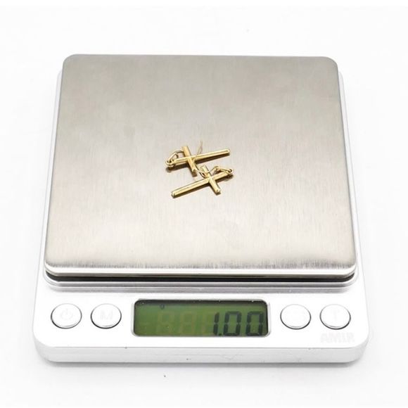 14K Gold Cross Dangle Earrings 23mm (112) - Picture 5 of 5